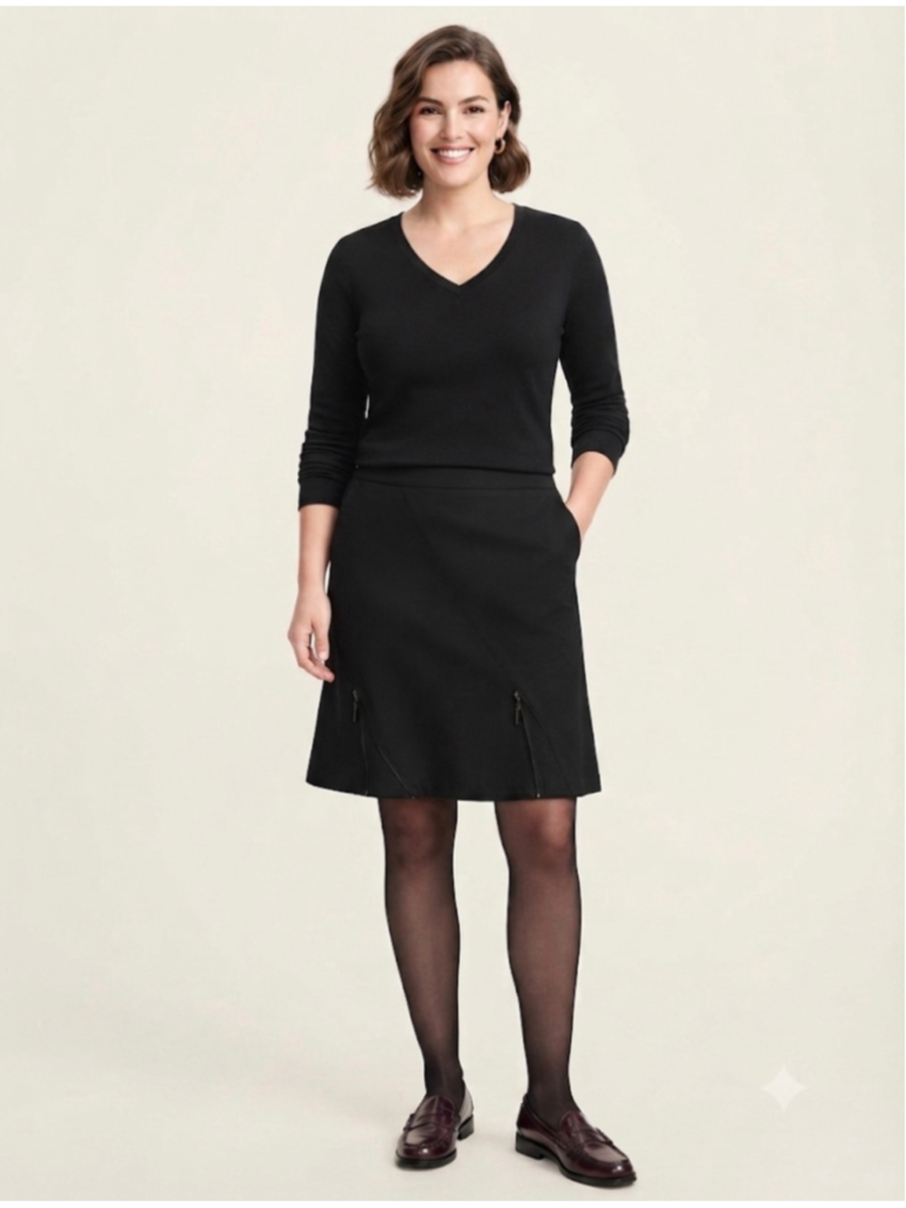 NWT Spanner Black Asymmetrical Zipper Detail Skirt Size 14